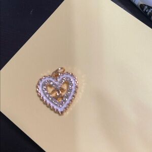 Chanel Gold and White Heart Pendant